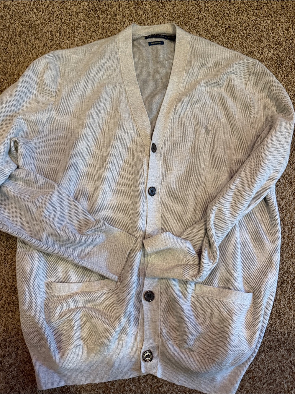Polo by Ralph Lauren Men's Light Beige V-Neck Cardigan